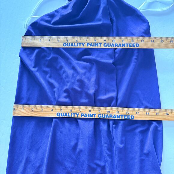 NWT Halston Kali Iris Blue Draped Asymmetric Cocktail Dress Sleeveless Chic 4 - Picture 5 of 7